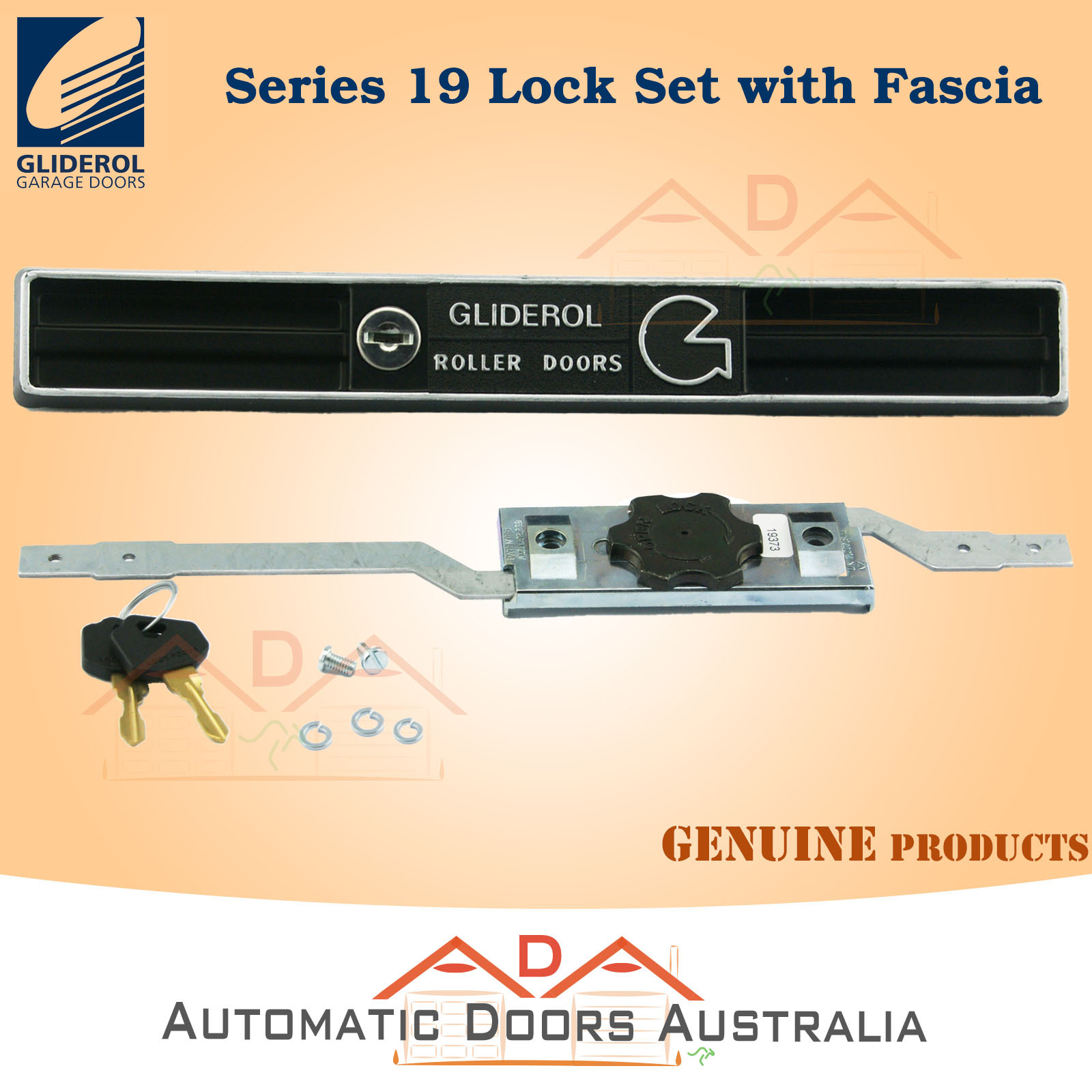 Gliderol Series 23 Lock Set With Fascia & Faceplate – Roller Door Lock Assembly With Key