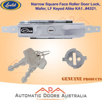 Lenlok 4321 Narrow Square Face Roller Door Lock, Wafer, LF Keyed Alike KA1,